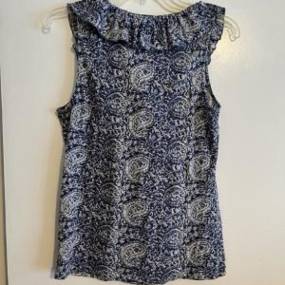 Ralph Lauren Denim Blue and White V-neck Top by Ralph Lauren, Size Small - Picture 4 of 4